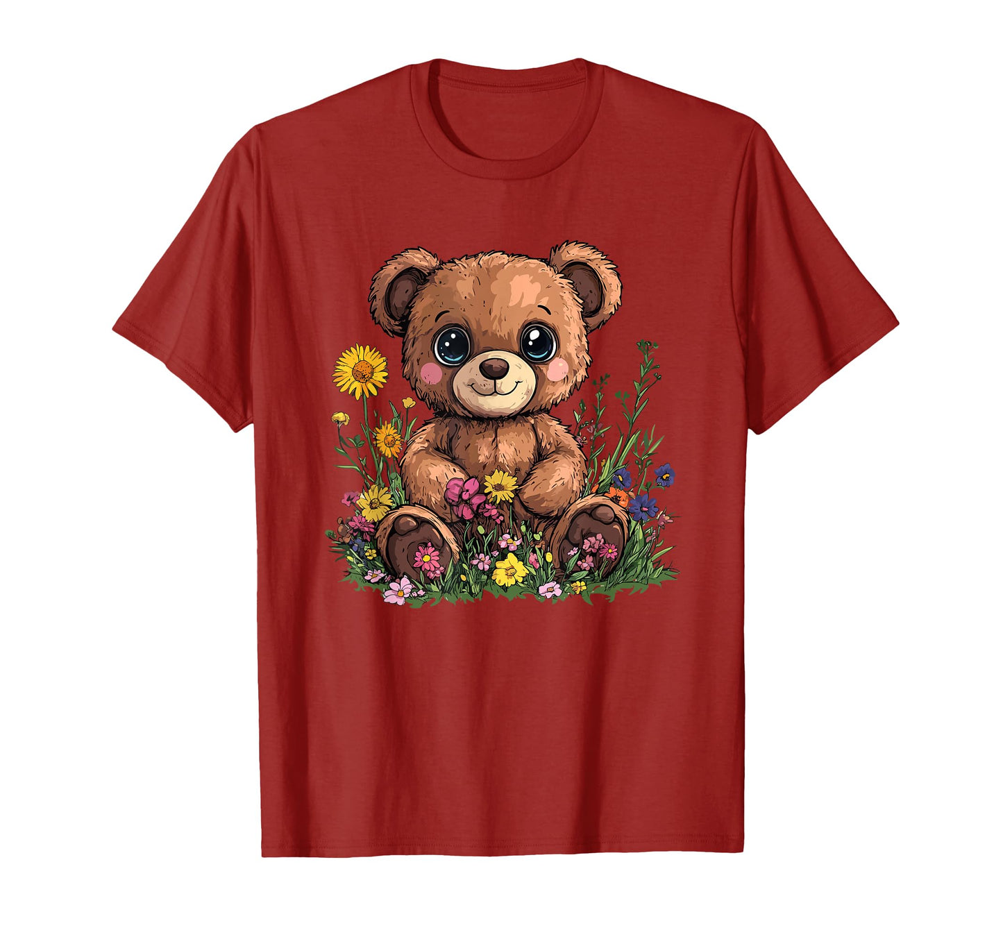 Cute Teddy Bear With Flowers T-Shirt