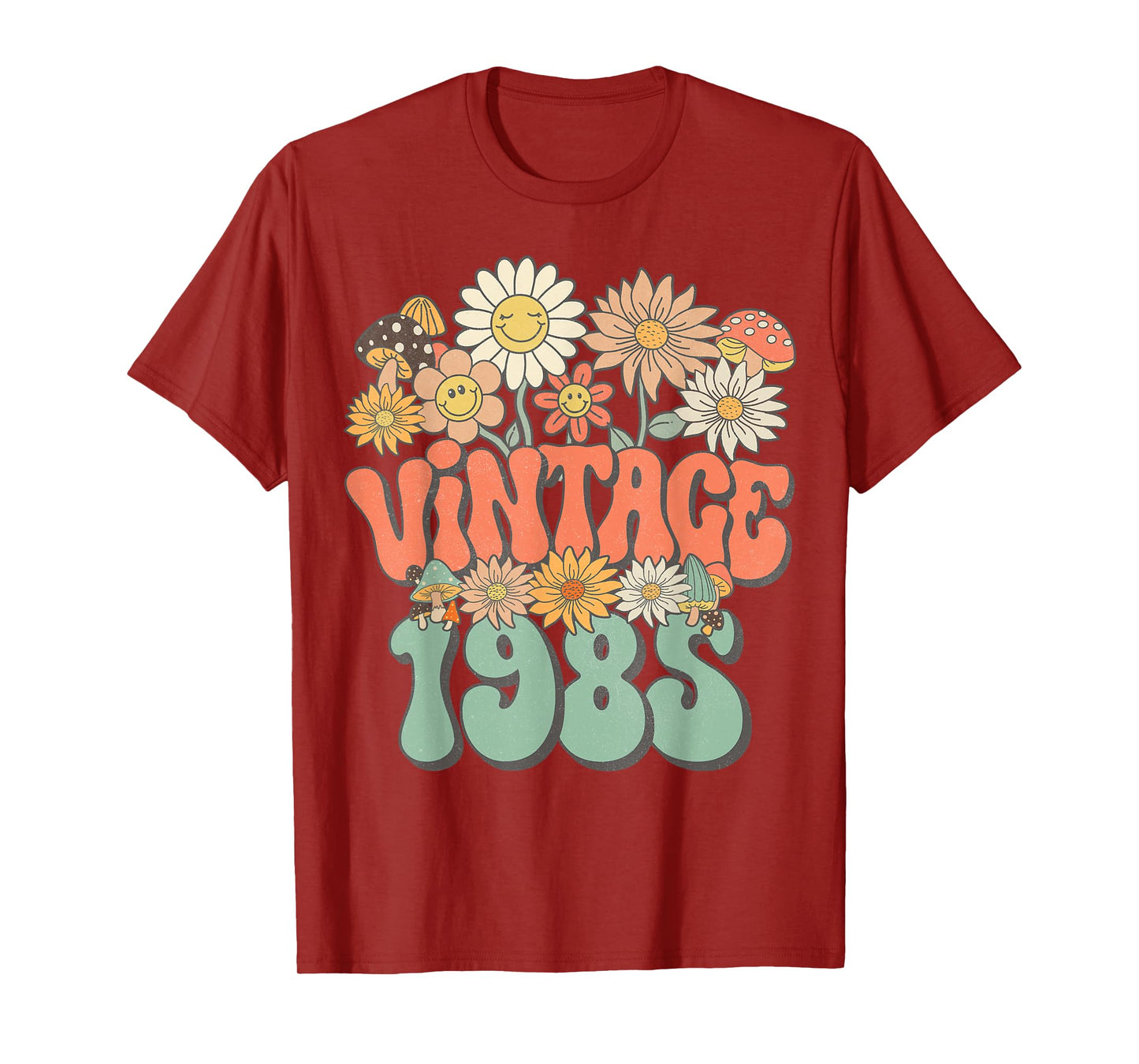 Retro Groovy Vintage 1985 Floral Hippie Daisy 40th Birthday T-Shirt
