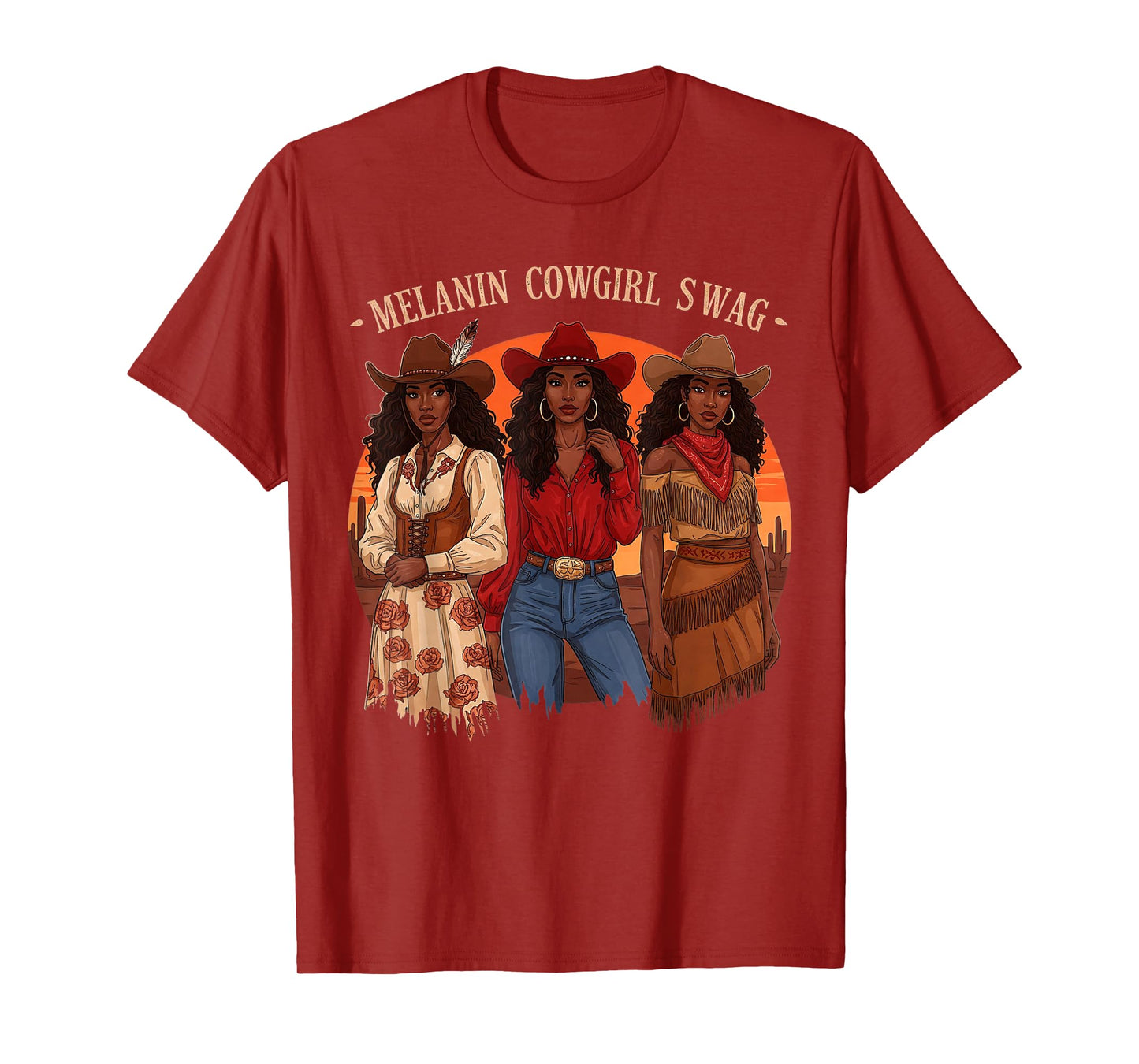 Let's Go Girls Retro Western Country Melanin Cowgirl Swag T-Shirt