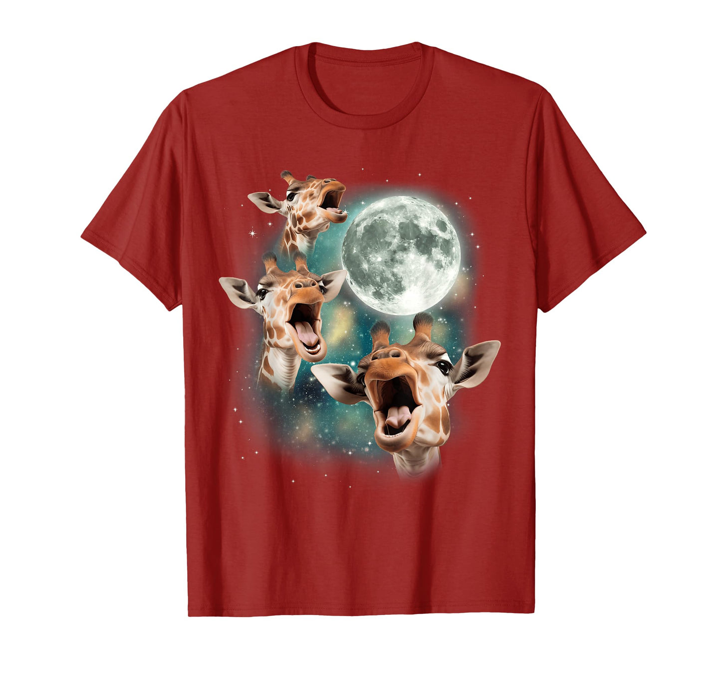 Three Giraffes Howling at Moon | 3 Savanna Wildlife Animals T-Shirt