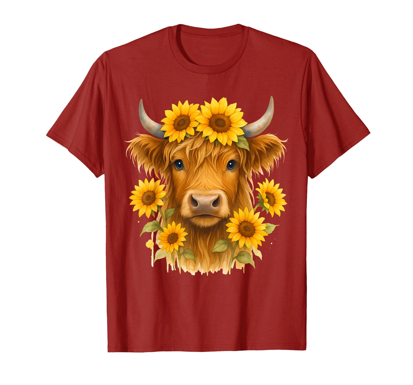 Scottish Highland Cow Sunflowers Heifer Country Farmer Girl T-Shirt