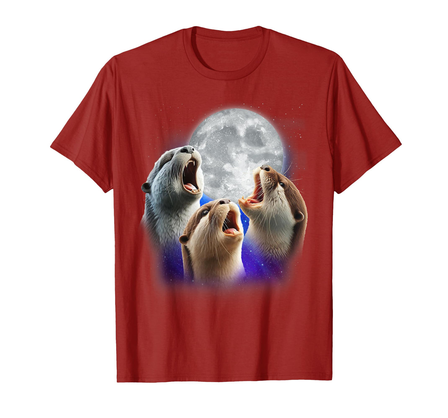 3 Otters Howling At The Moon Funny Sea Otter Animal Lover T-Shirt