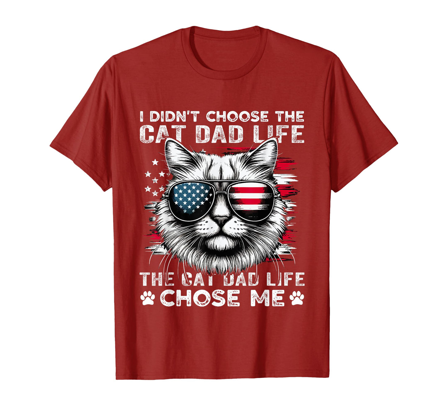 I Didn't Choose The Cat Dad Life funny cat lovers vintage T-Shirt for Men Women