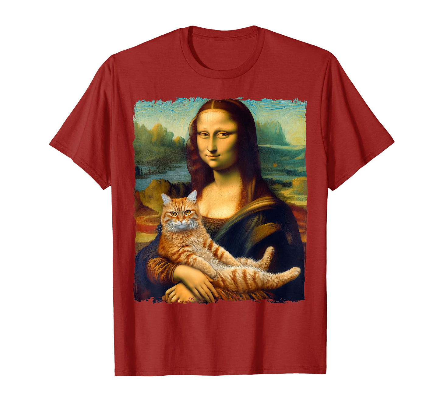 Mona Lisa Holding Cat Portrait Art Painting Kitty Cat Mom Men Women Kids T-Shirt