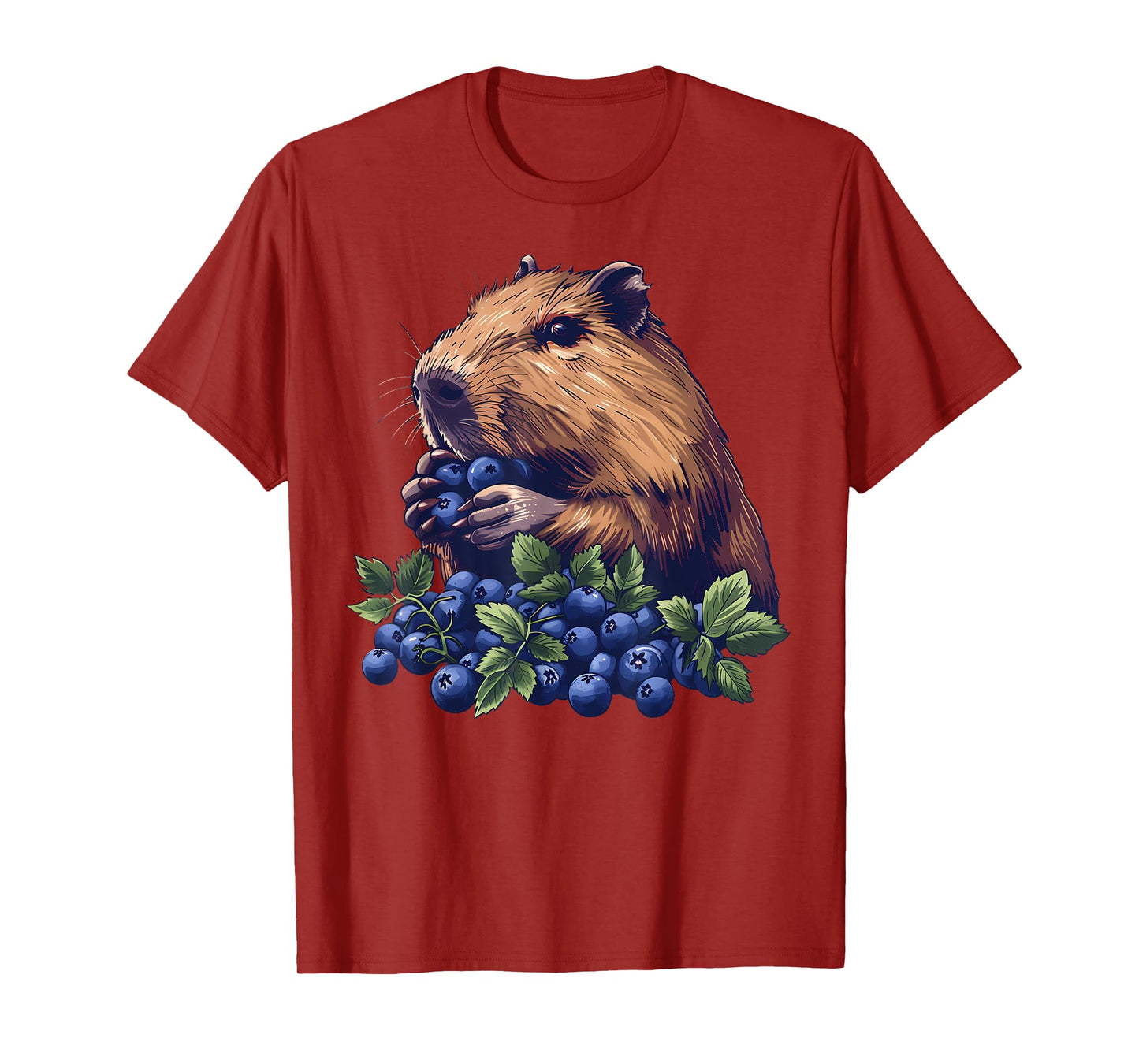 Blueberry Capybara Drawing Artwork Wildlife Blueberries T-Shirt