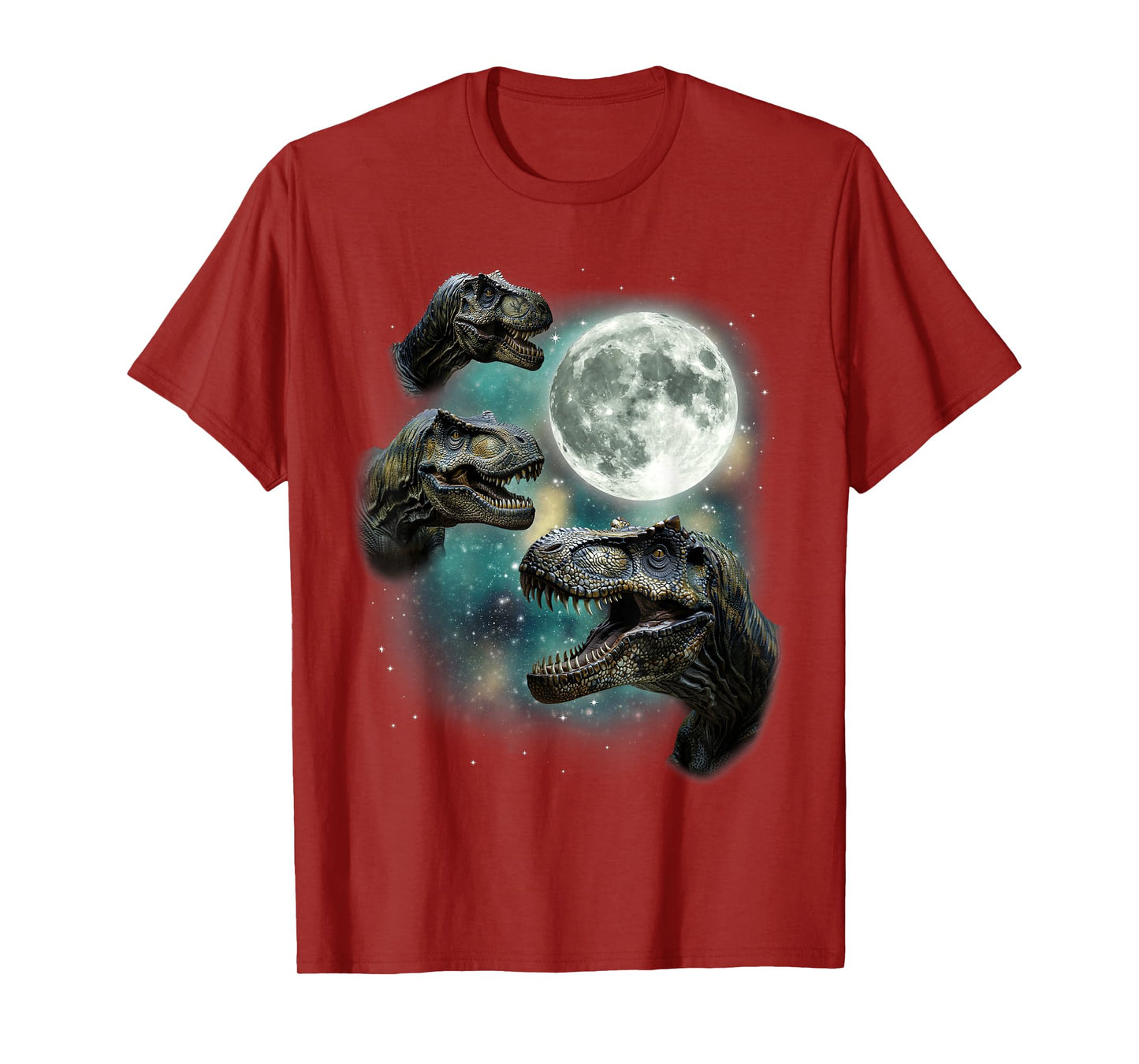 3 Tyrannosaurus Howling At Moon Prehistoric Dinosaurs Parody T-Shirt