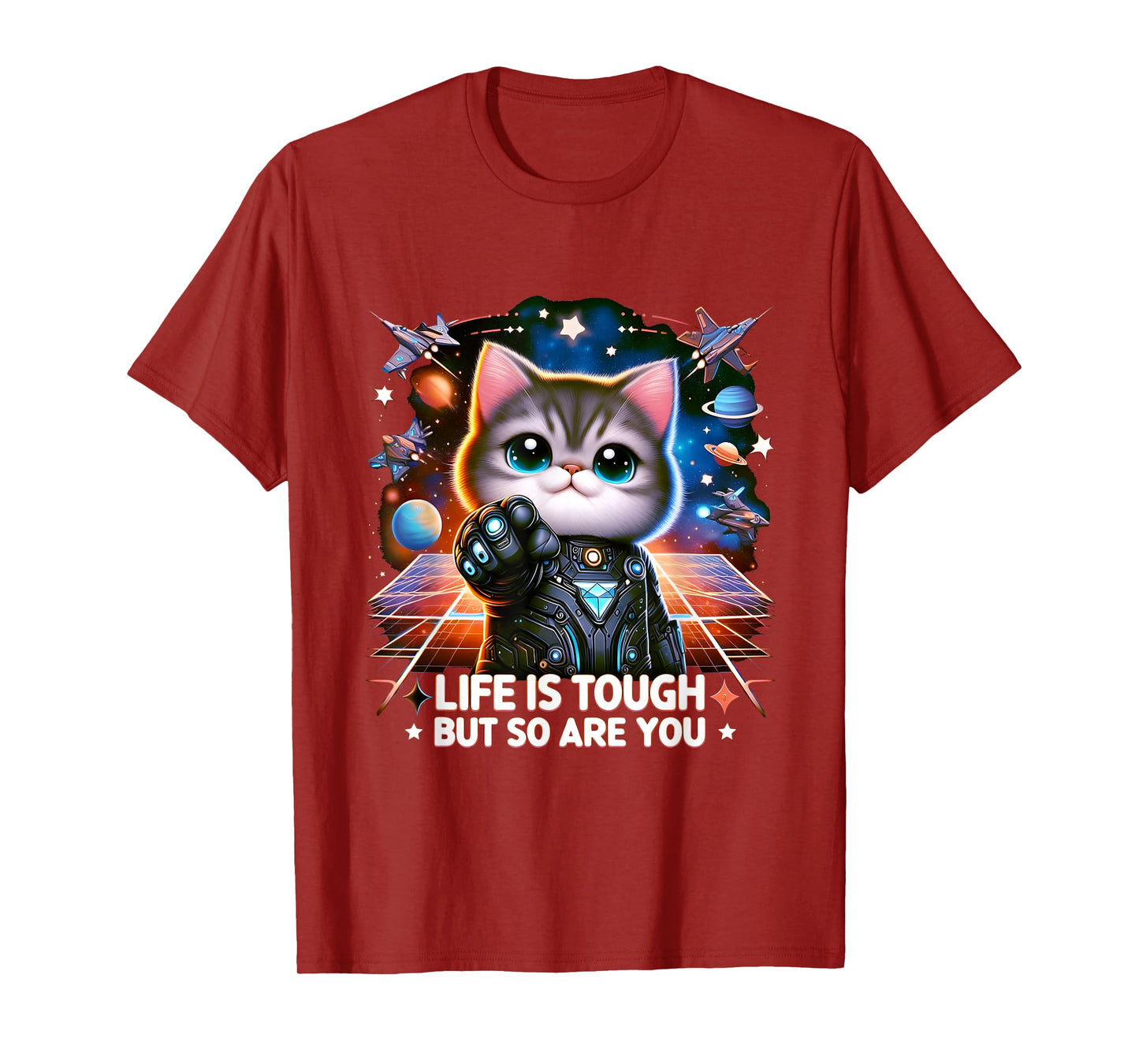Life is Tough But So are You - Motivational Funny Cute Cat T-Shirt