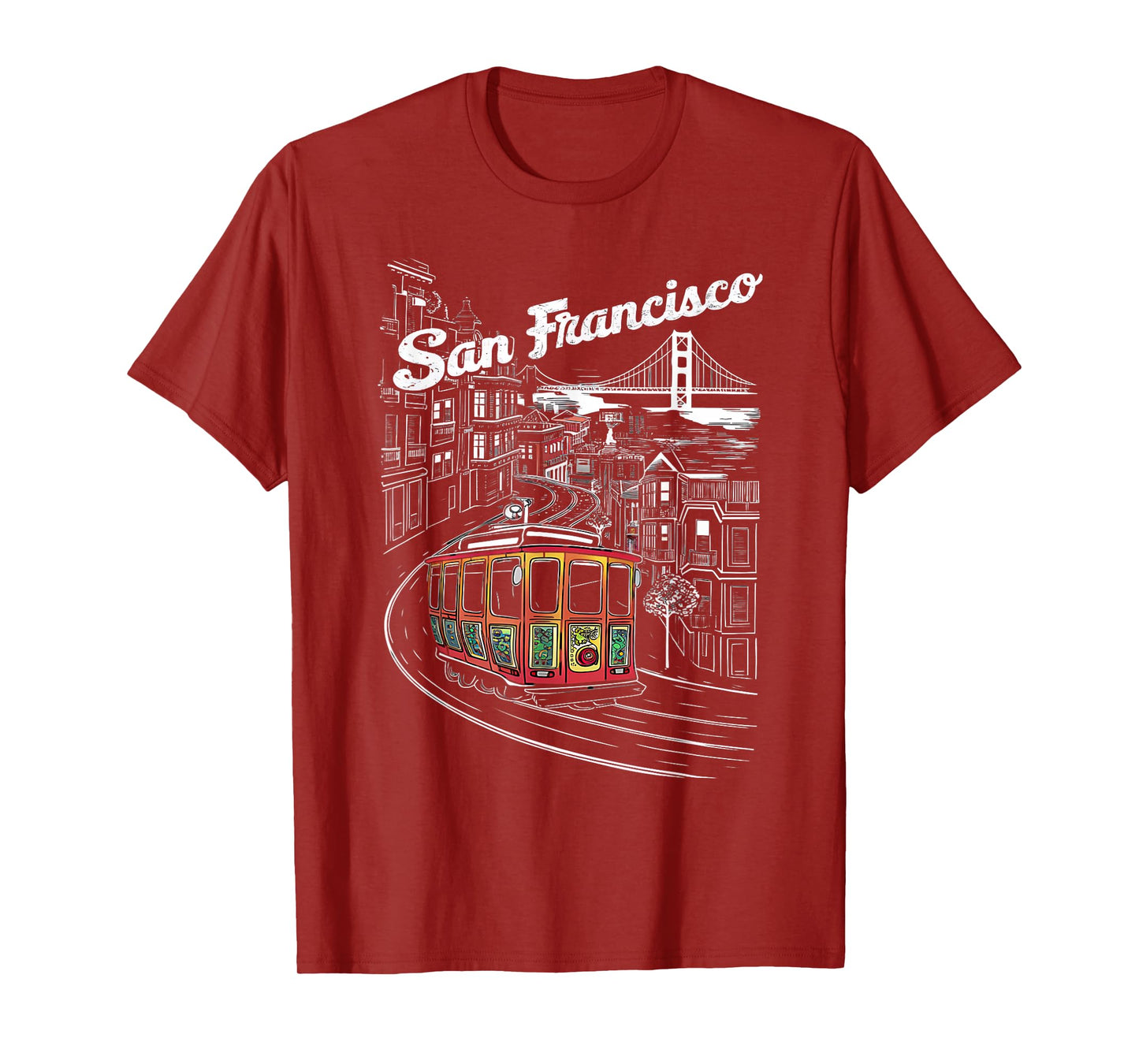 Historic San Francisco Cable Car Vintage SF Illustration T-Shirt