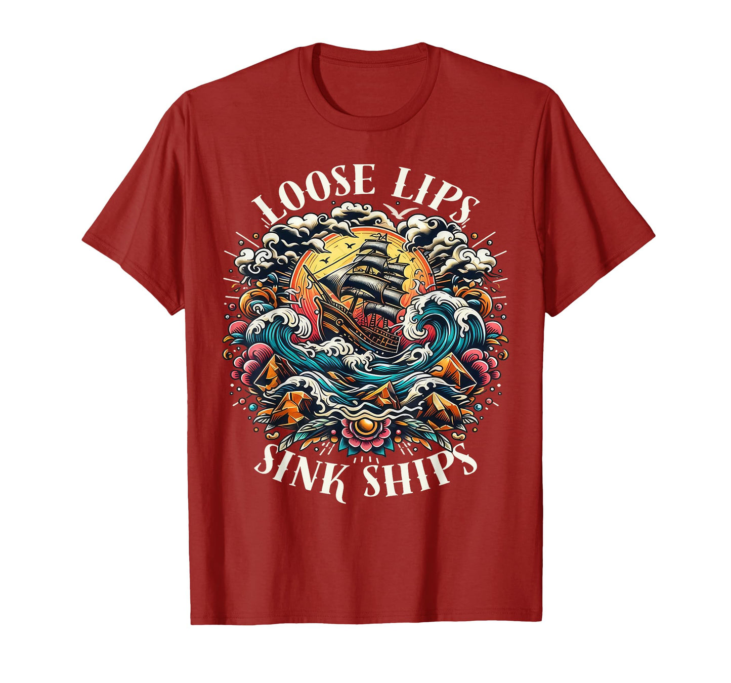 Vintage Loose Lips Sink Ships Traditional Nautical Sailor T-Shirt