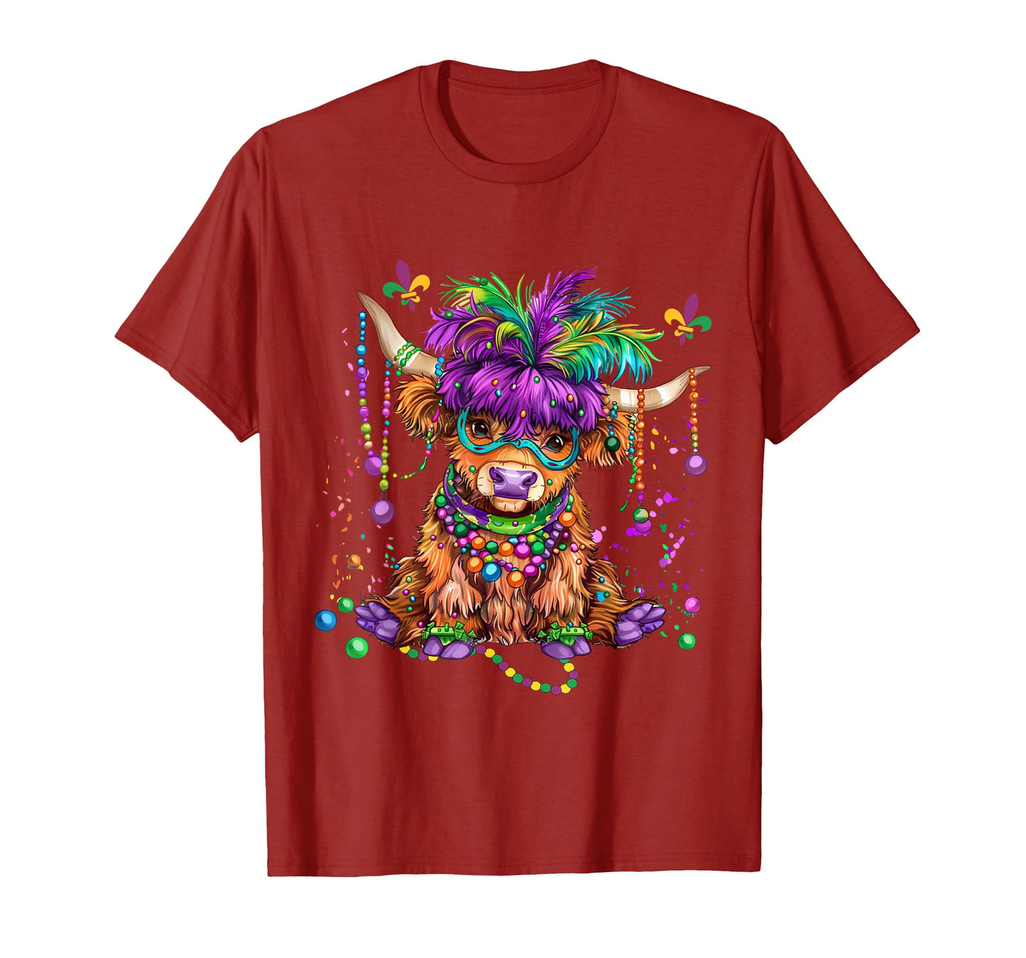 Mardi Gras Cow Wearing Mardi Gras Costume Beads T-Shirt