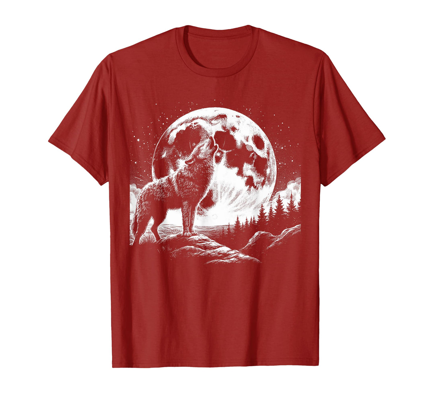 Wolf Howling Moon Graphic Tee -Nature Wildlife Forest Animal T-Shirt