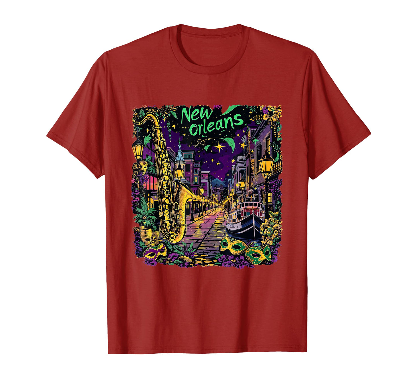 Vintage New Orleans Louisiana Sunset Skyline Cityscape Retro T-Shirt