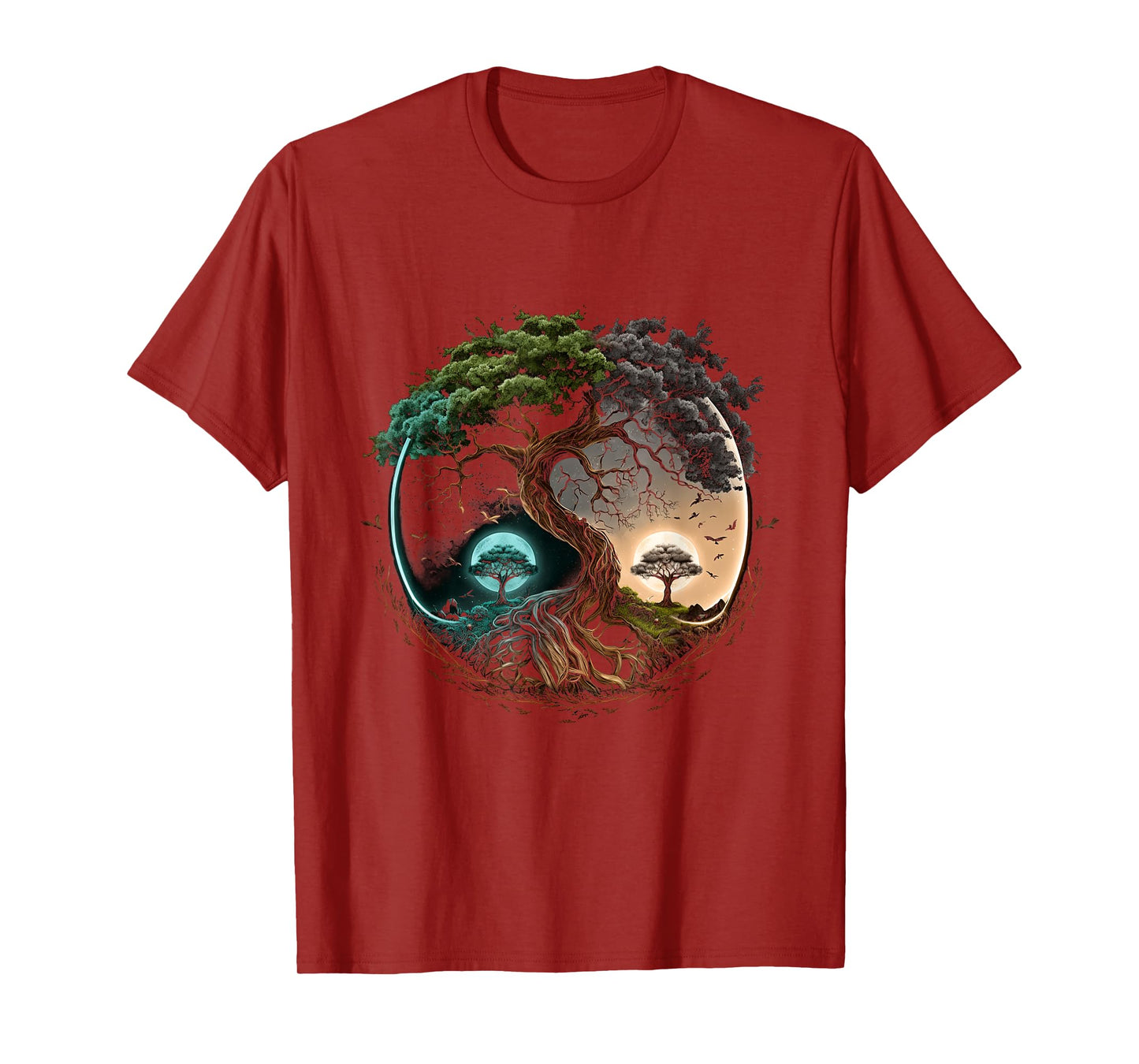 Tree Life Yin Yang Moon Sun Day And Night Bonsai Japanese T-Shirt