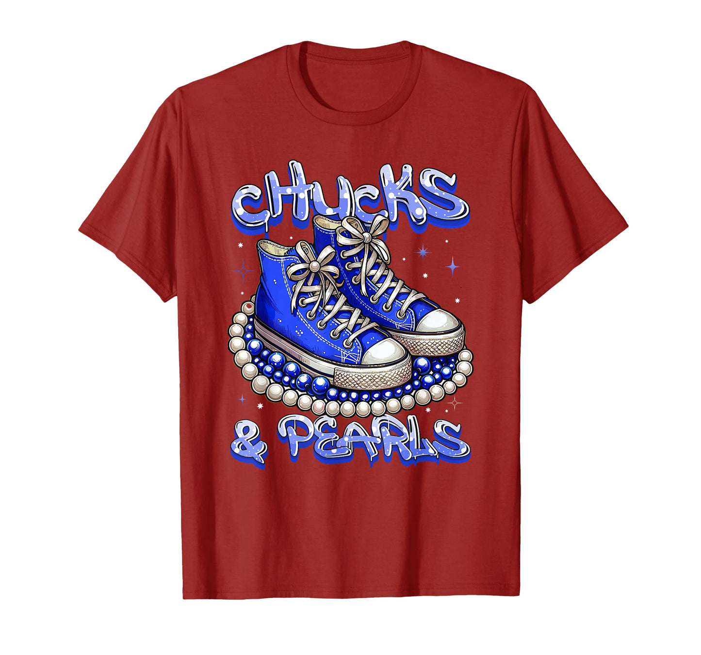 Blue Chucks And Pearls Women T-Shirt