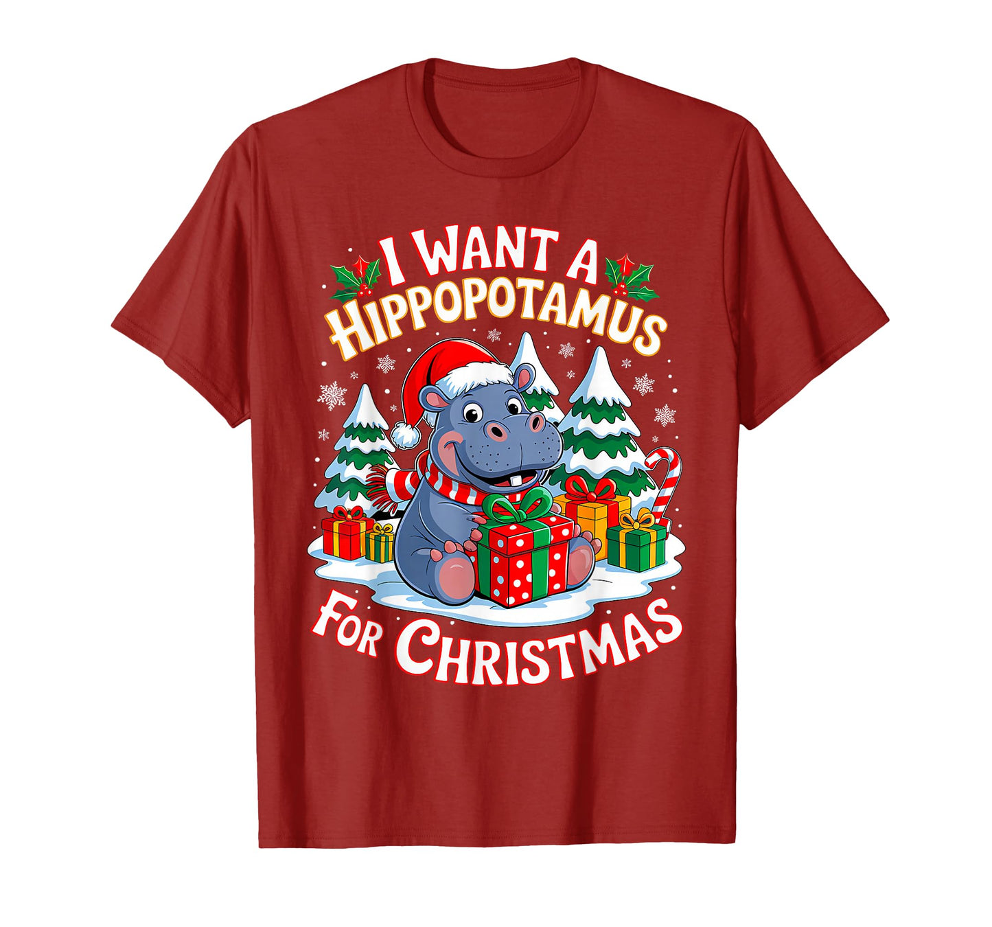 I Want A Hippopotamus for Christmas Xmas Hippo for Kid Women T-Shirt