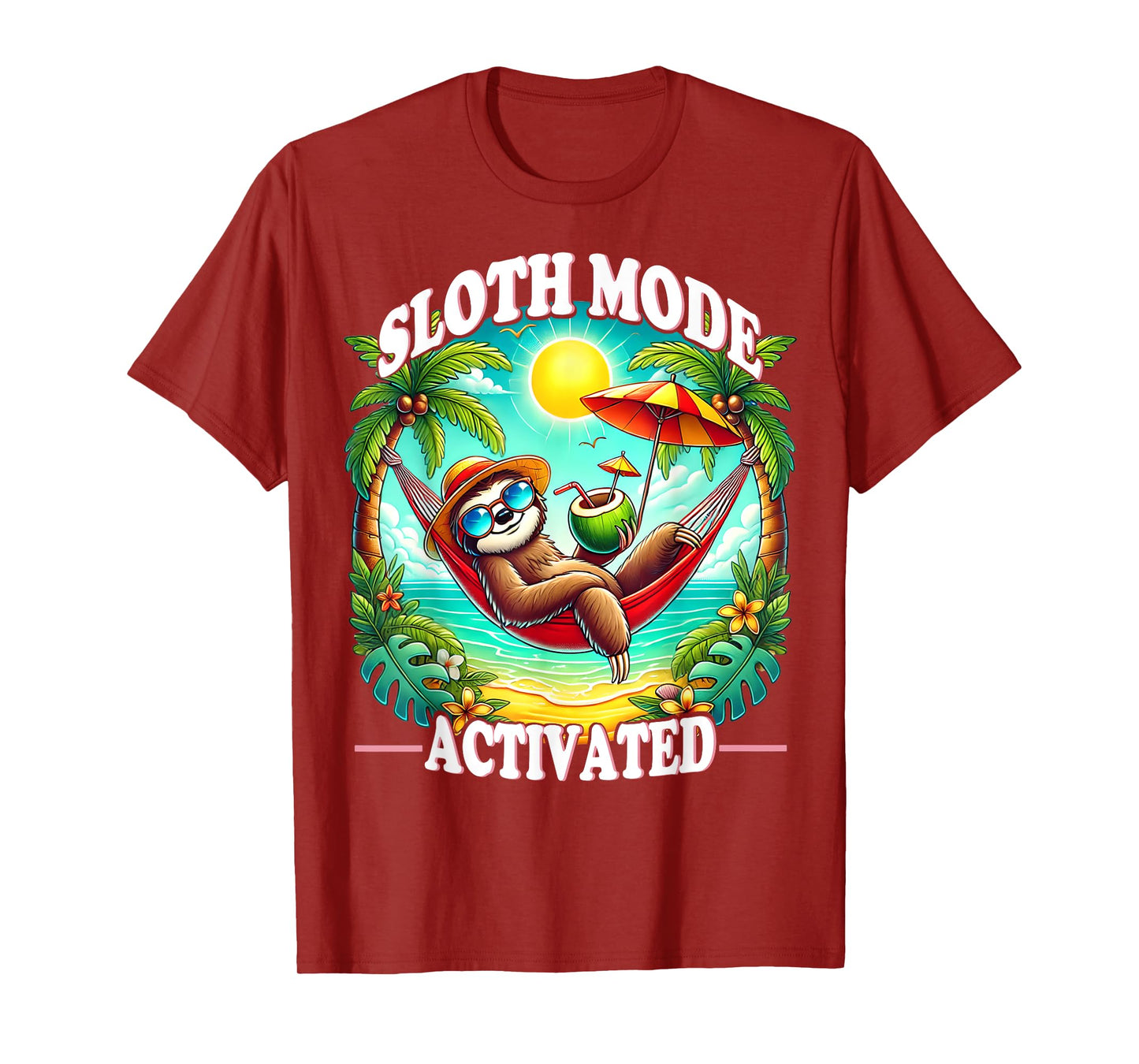 Chill Mode Activated Sloth Hammock Beach Sunset Summer Vibes T-Shirt