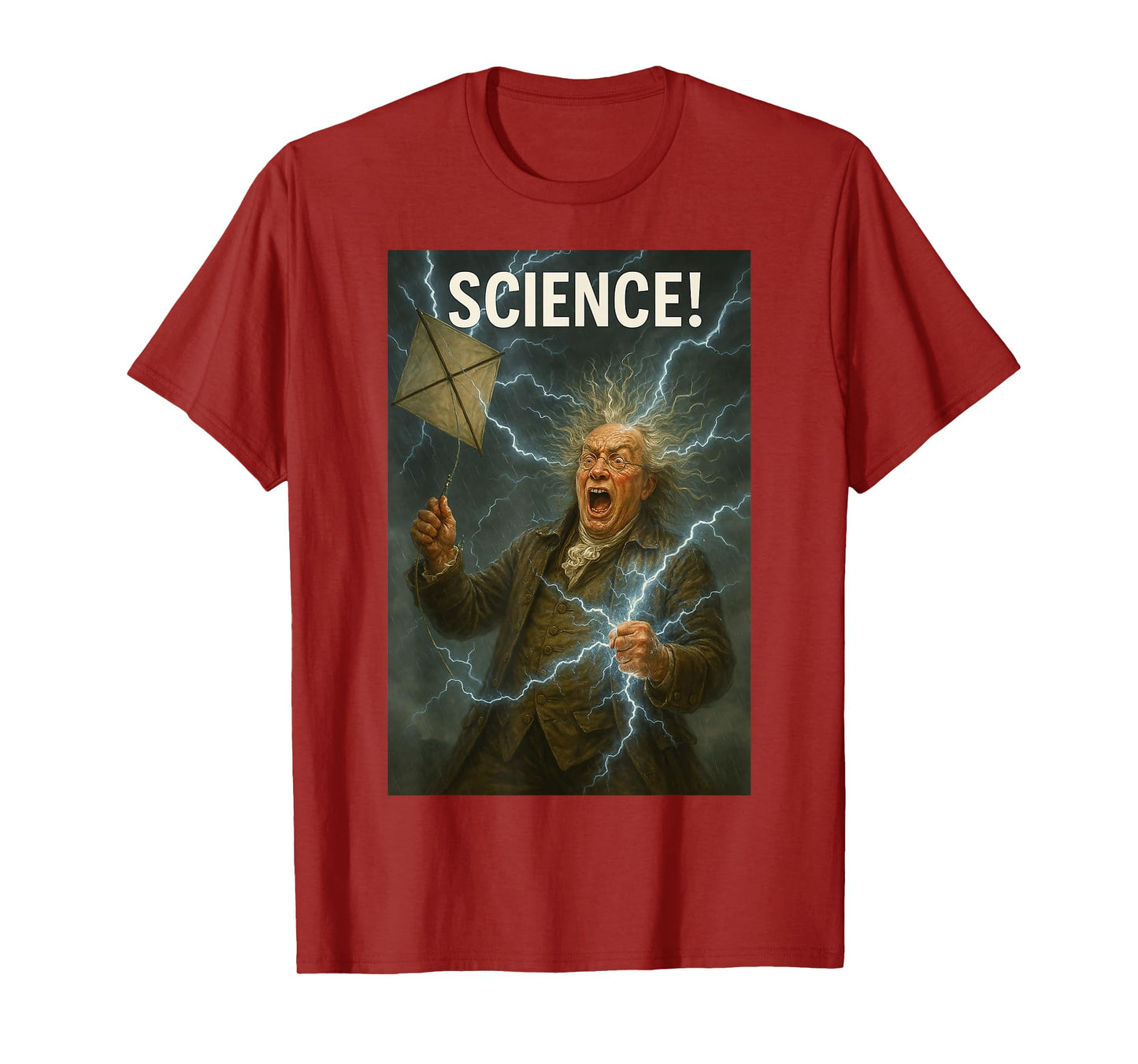 SCIENCE! Ben Franklin Funny Lightning Kite Design T-Shirt