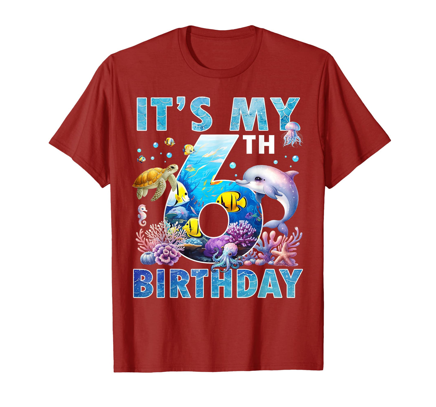 It’s My 6th Birthday Ocean 6 Years Old Sea Aquarium Birthday T-Shirt