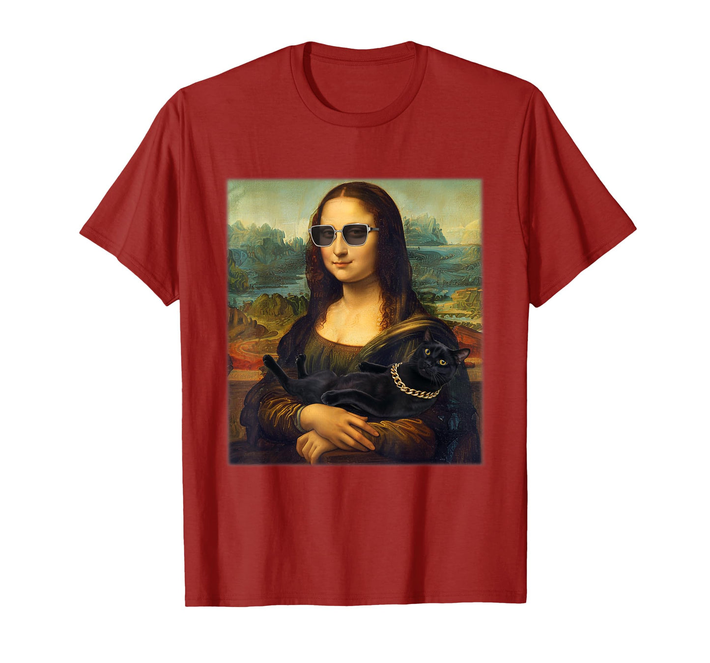 Mona Lisa Holding Cat Funny Cat Lover Art Painting Men Women T-Shirt