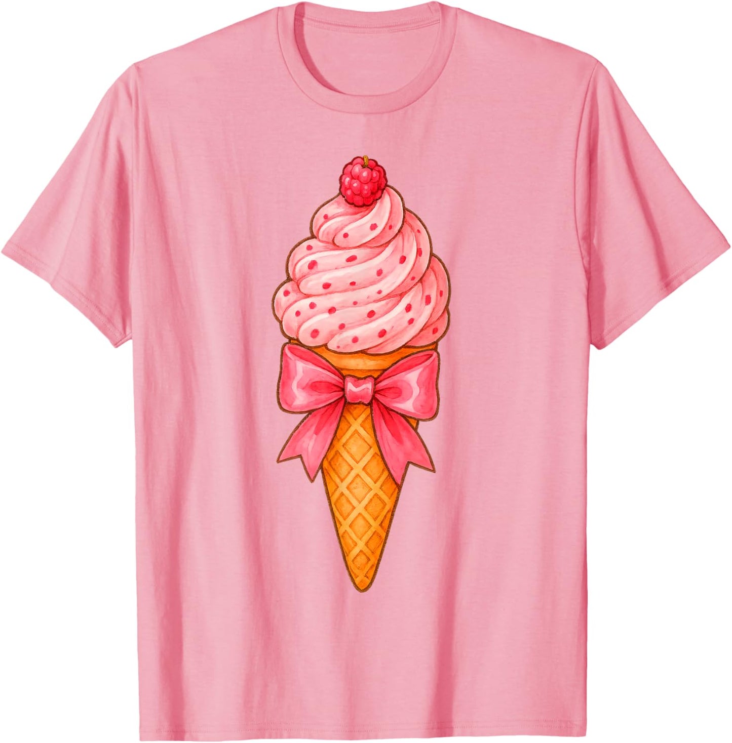 Coquette Bow Ice Cream Cone Pink Ribbon Mom Mothers Day Girl T-Shirt