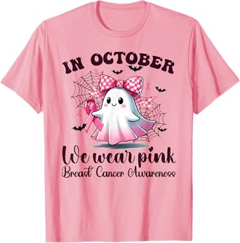 Halloween In October We Wear Pink Breast Cancer Awareness T-Shirt