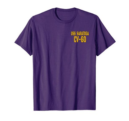 USS Saratoga CV-60 Aircraft Carrier Veteran Front&Back T-Shirt