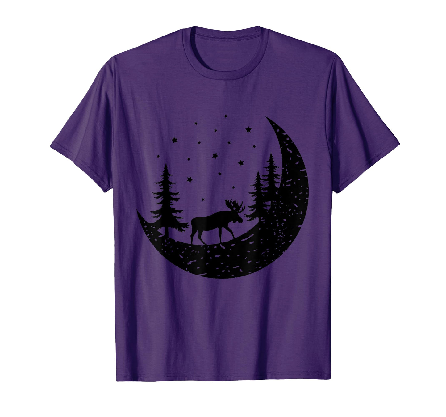Moose On The Moon Forest Trees Outdoors Wildlife Camping T-Shirt