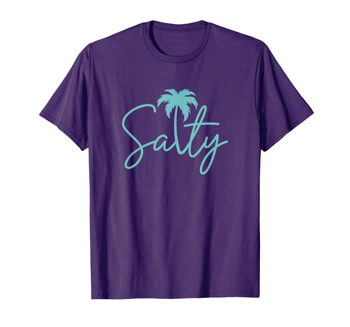 Salty Handwritten Palm Tree Coastal Beach Vibe Men Women T-Shirt