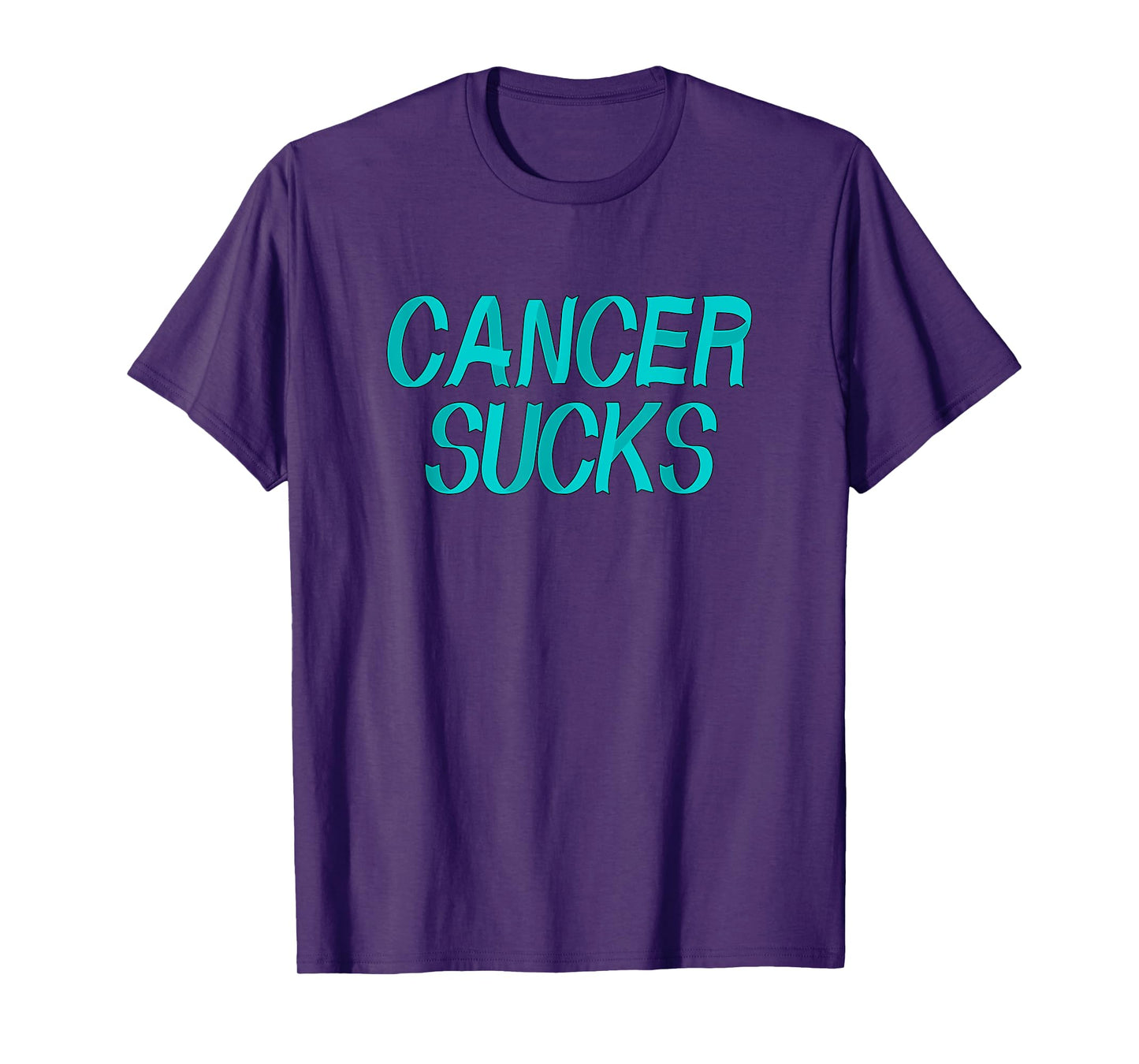 Cancer Sucks - Teal Ovarian Cancer Ribbon Letters T-Shirt