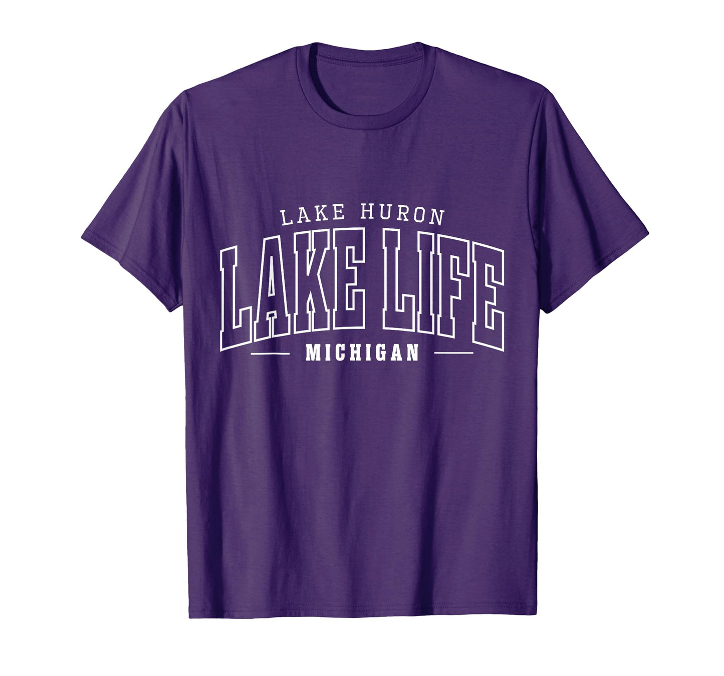 Lake Life Minimalist Huron Lake Summer Vacation Babe T-Shirt