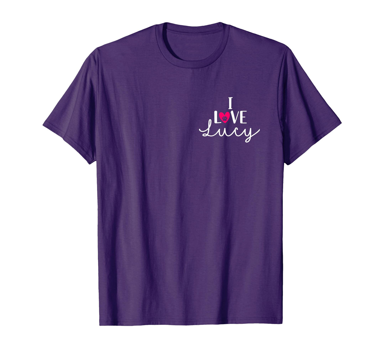 I Love Lucy A Love Heart Dog Paw Dog Name Pocket T-Shirt