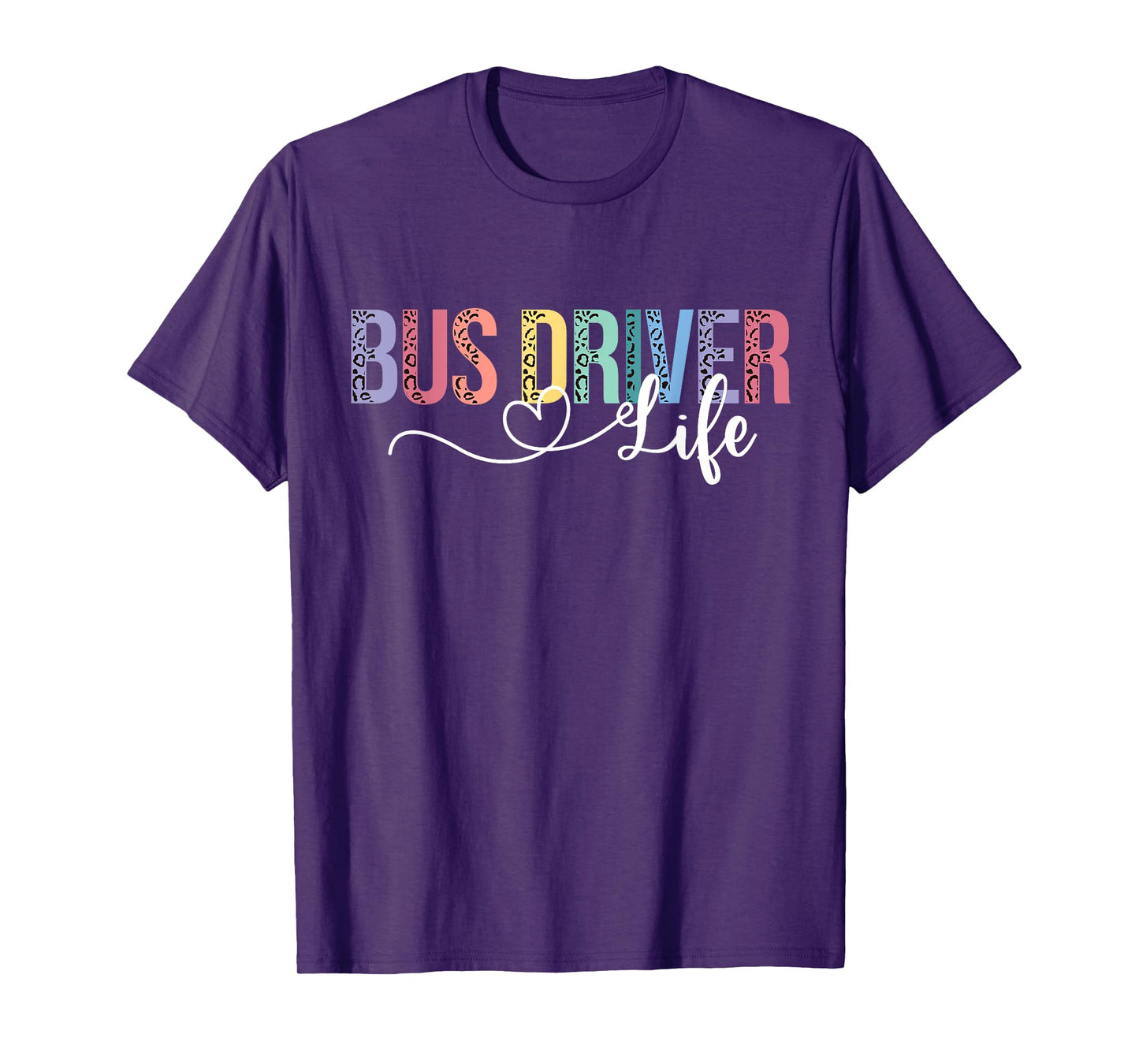Cute Bus Driver Life Leopard Print Back To School Gift Women T-Shirt