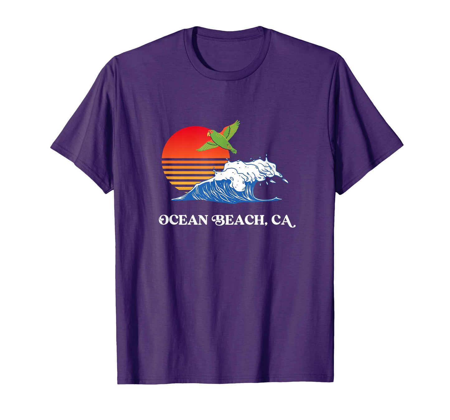 Ocean Beach, San Diego, California Sunset OB Parrot T-Shirt for Men Women Girls Kids