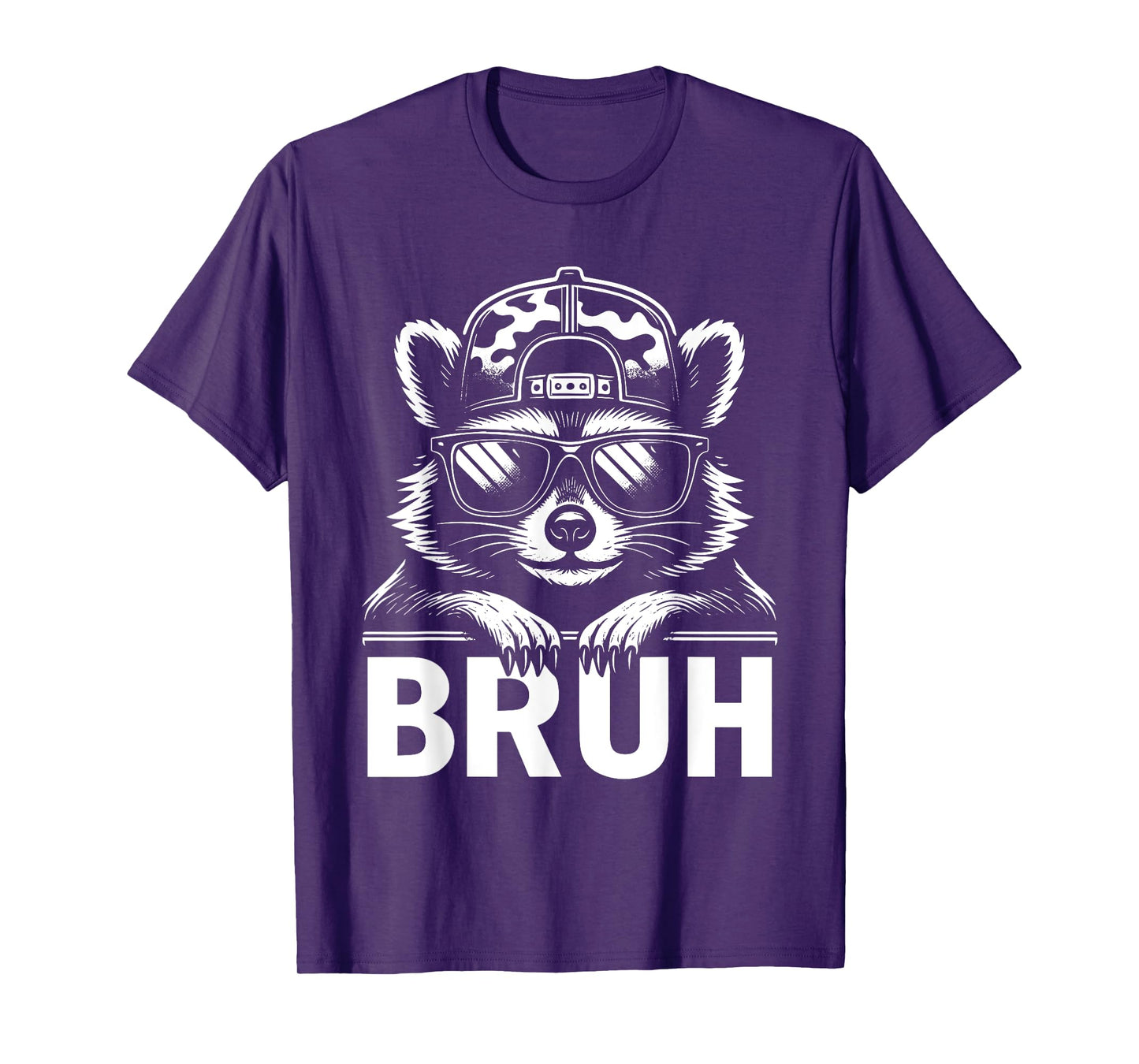 Bruh Raccoon Trash Racoon Camo Hat Funny Youth Teens Kids T-Shirt