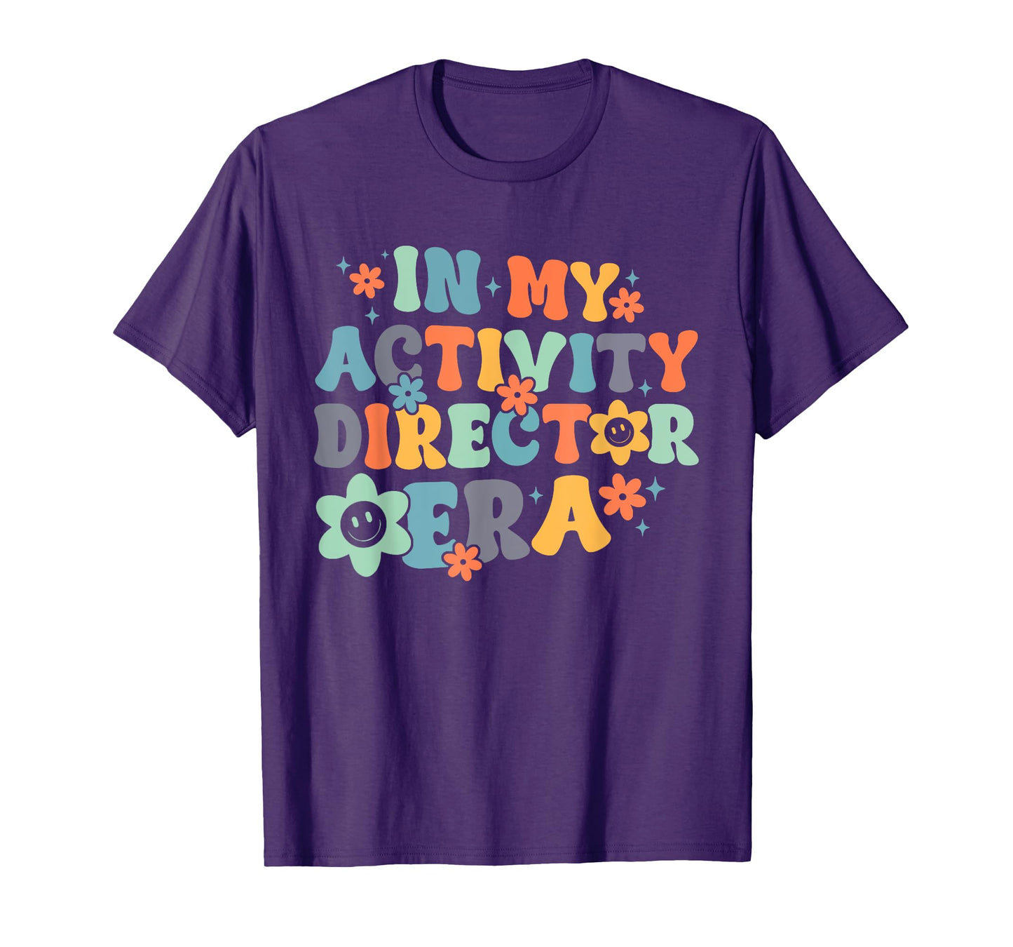 Groovy In My Activity Director Era Funny Retro Black T-Shirt - Unisex-Adults, Small, Short Sleeve