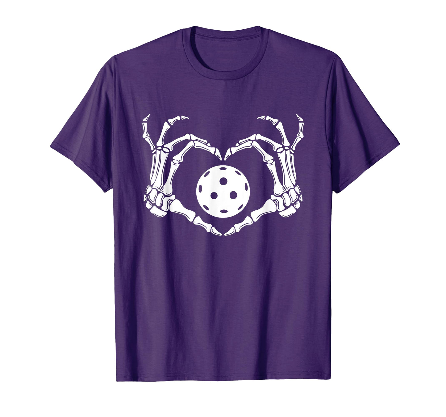 Halloween Pickleball Skeleton Heart Hands T-Shirt