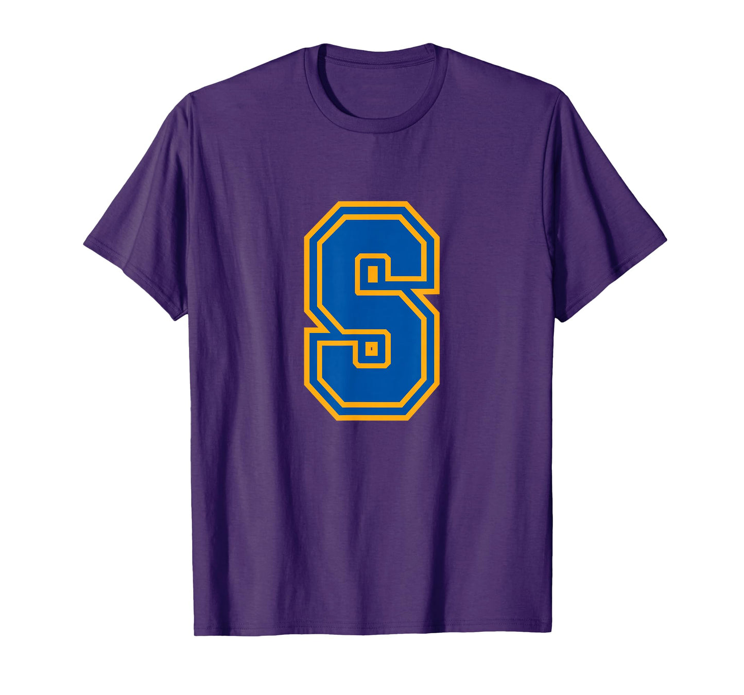 Letter S Yellow Blue Monogram Initial T-Shirt