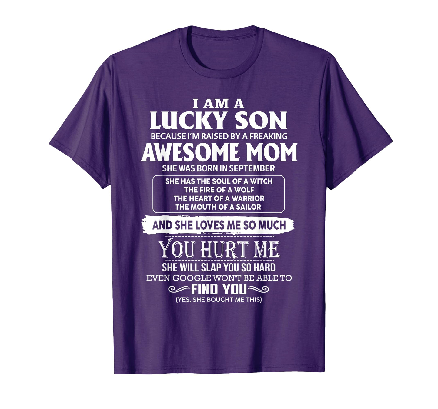 I'm A Lucky Son Of Awesome Mom She Was Born In September T-Shirt
