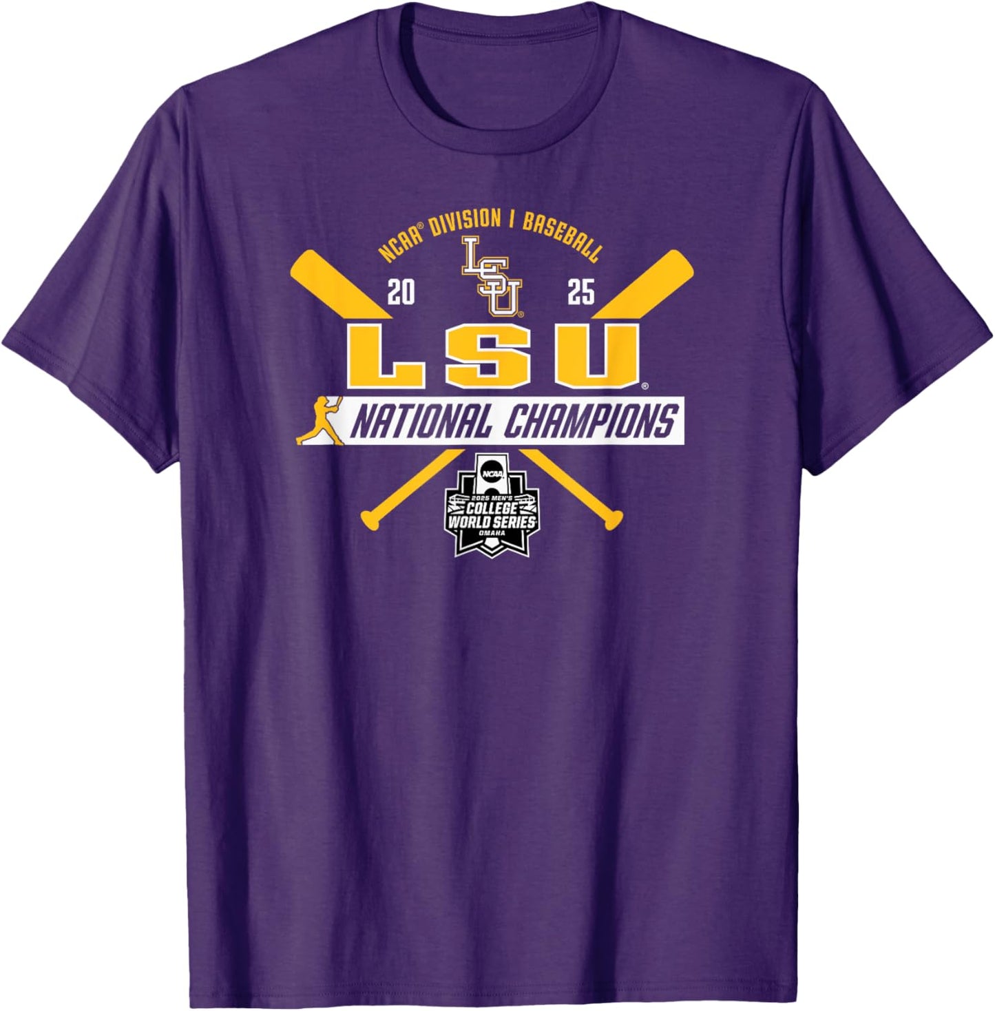 LSU Tigers Baseball National Champs 2025 MCWS Title Purple T-Shirt