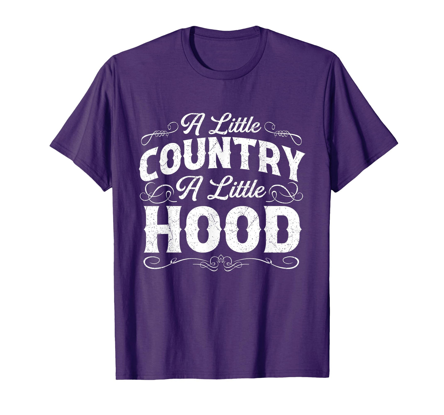 A Little Country A Little Hood - Black Cowboy Western Rodeo T-Shirt