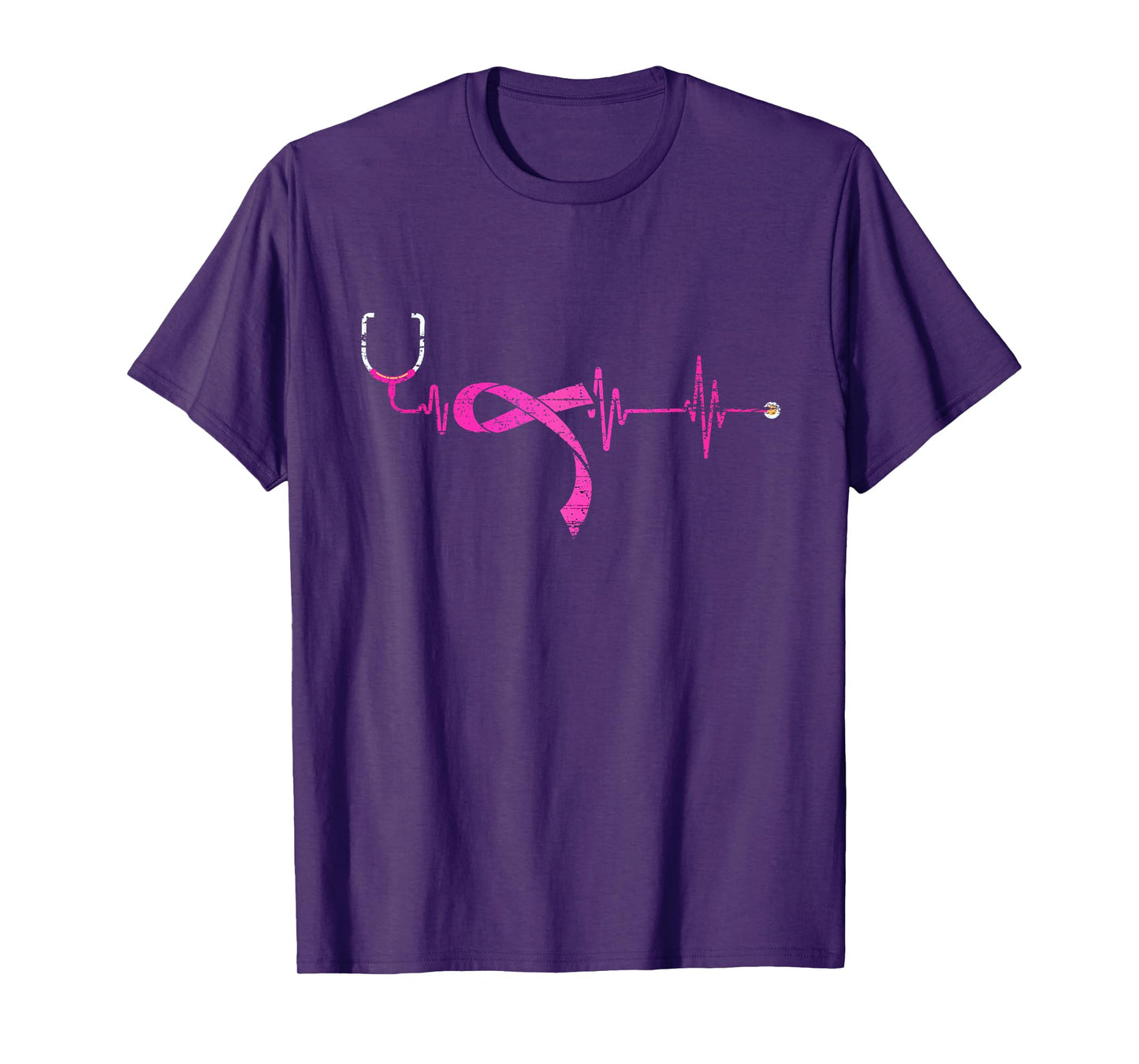 Pink Ribbon Stethoscope Nurse Life Breast Cancer Survivor T-Shirt
