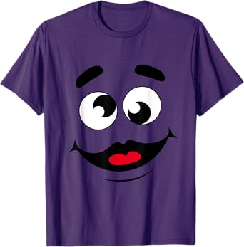 Funny Apparels And Grimace Face Store Funny Grimace Face For Halloween Costume T-Shirt - Adult, Unisex, Short Sleeve, T-Shirt, Purple, X-Small