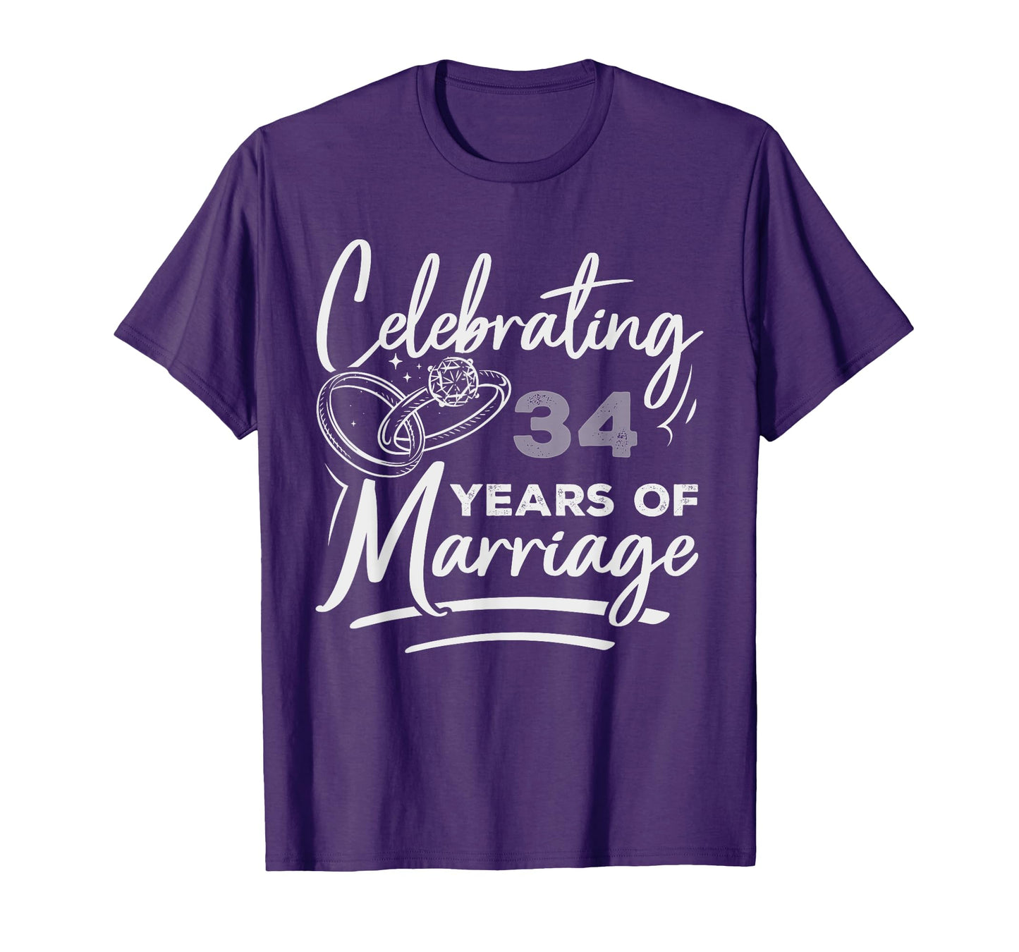 Couples Married 34-Year Funny 34th Wedding Anniversary T-Shirt