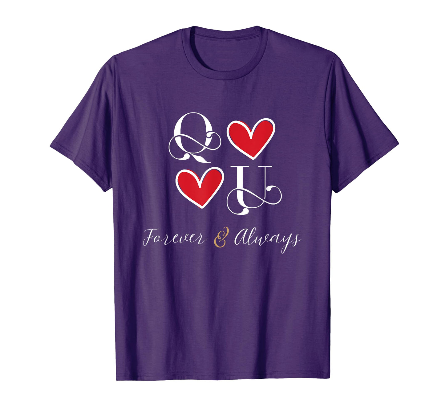 Q&U Couple Initials, Dating, Wedding, Anniversary, Matching T-Shirt