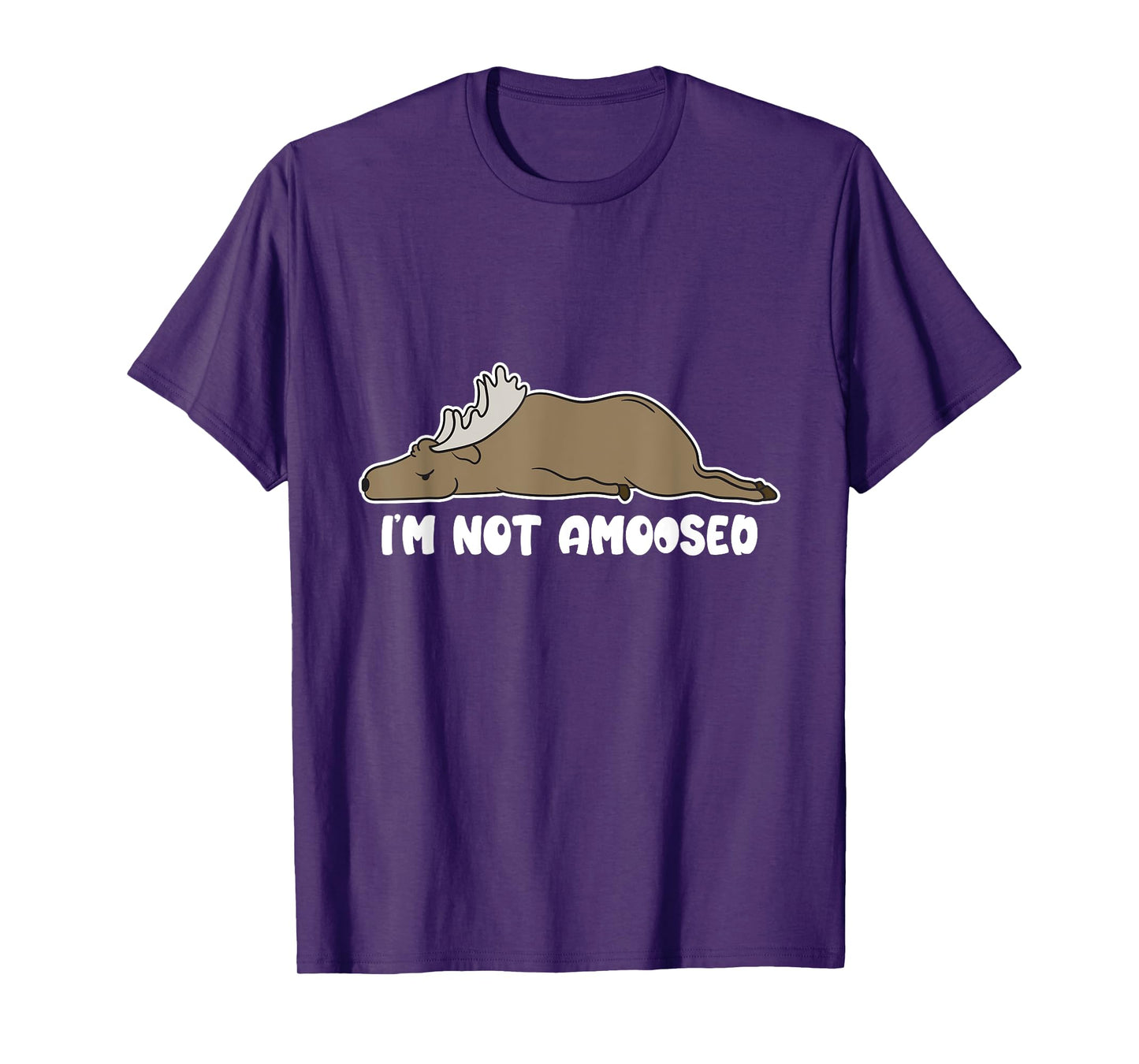 Puns of Fun Wildlife I'm Not Amoosed Lazy Moose Unisex-Adults Black Cartoon Humorous Casual Short Sleeve T-Shirt