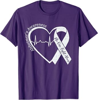 Alzheimer's Awareness Heart Ribbon Purple Dementia Mom Dad T-Shirt