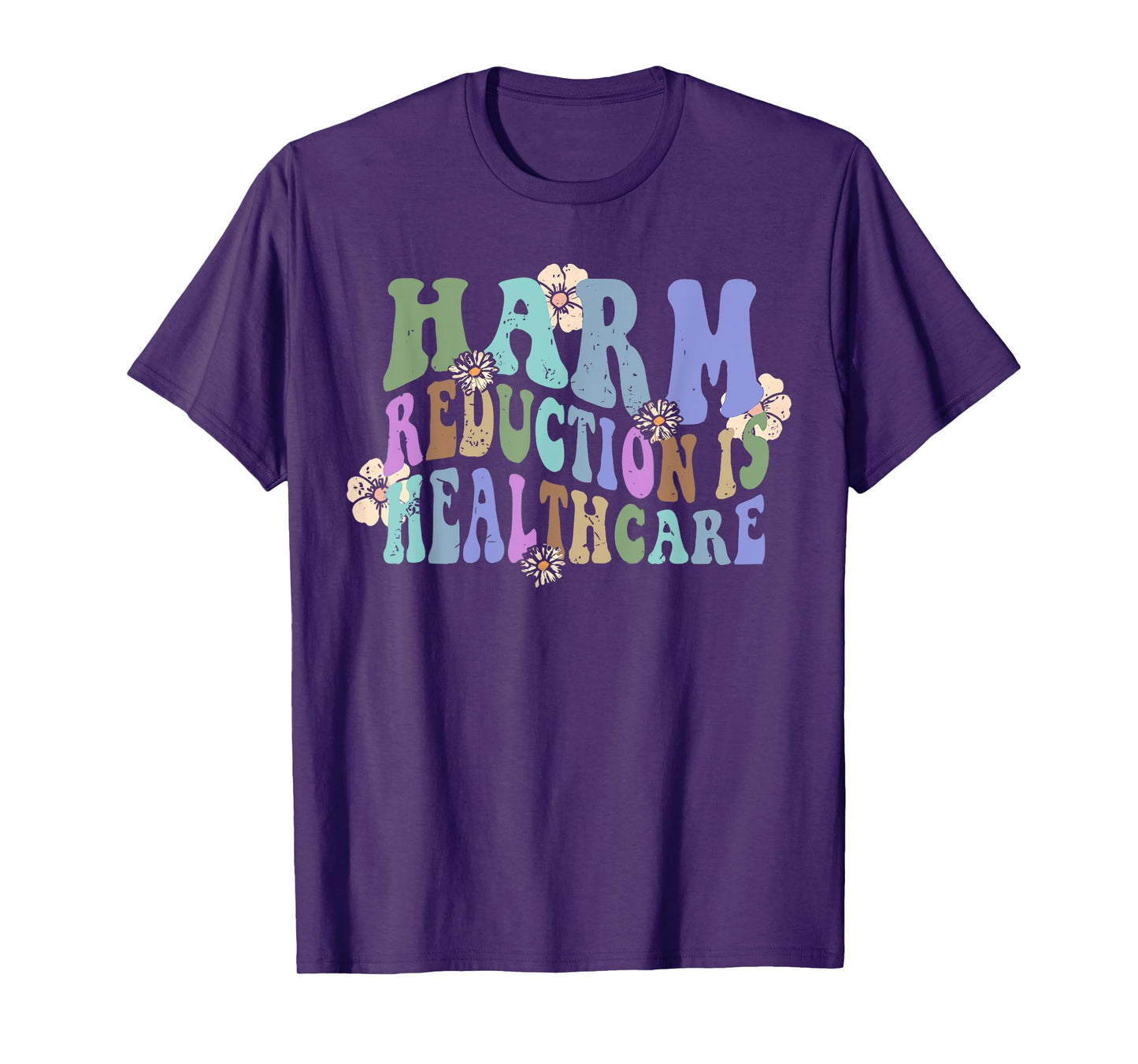Retro Flower Harm Reduction Healthcare Overdose Awareness T-Shirt