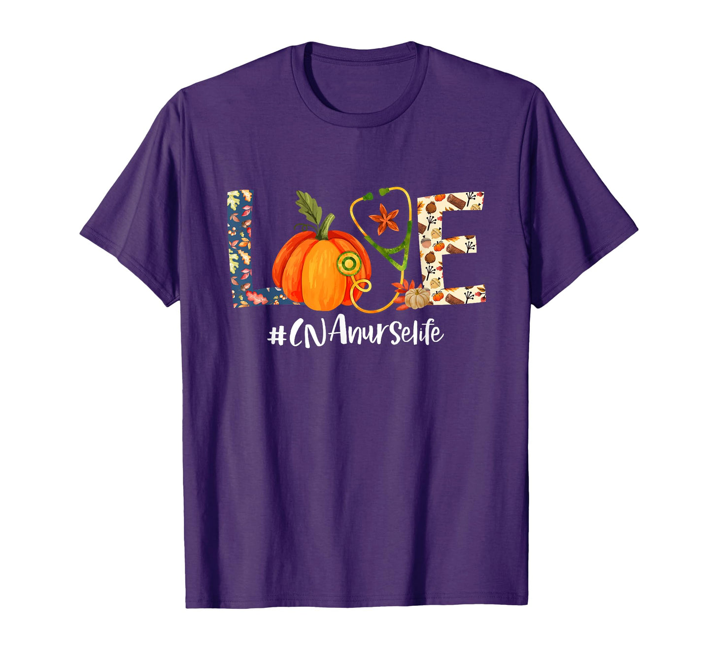 Love CNA Nurse Life Thanksgiving Fall Autumn Pumpkin Scrub T-Shirt