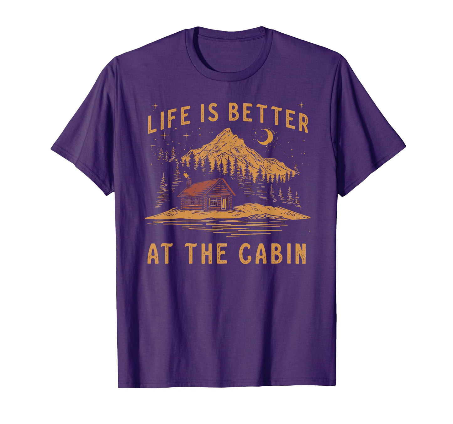 Life Is Better At The Cabin Retro Vintage T-Shirt, Small, Green