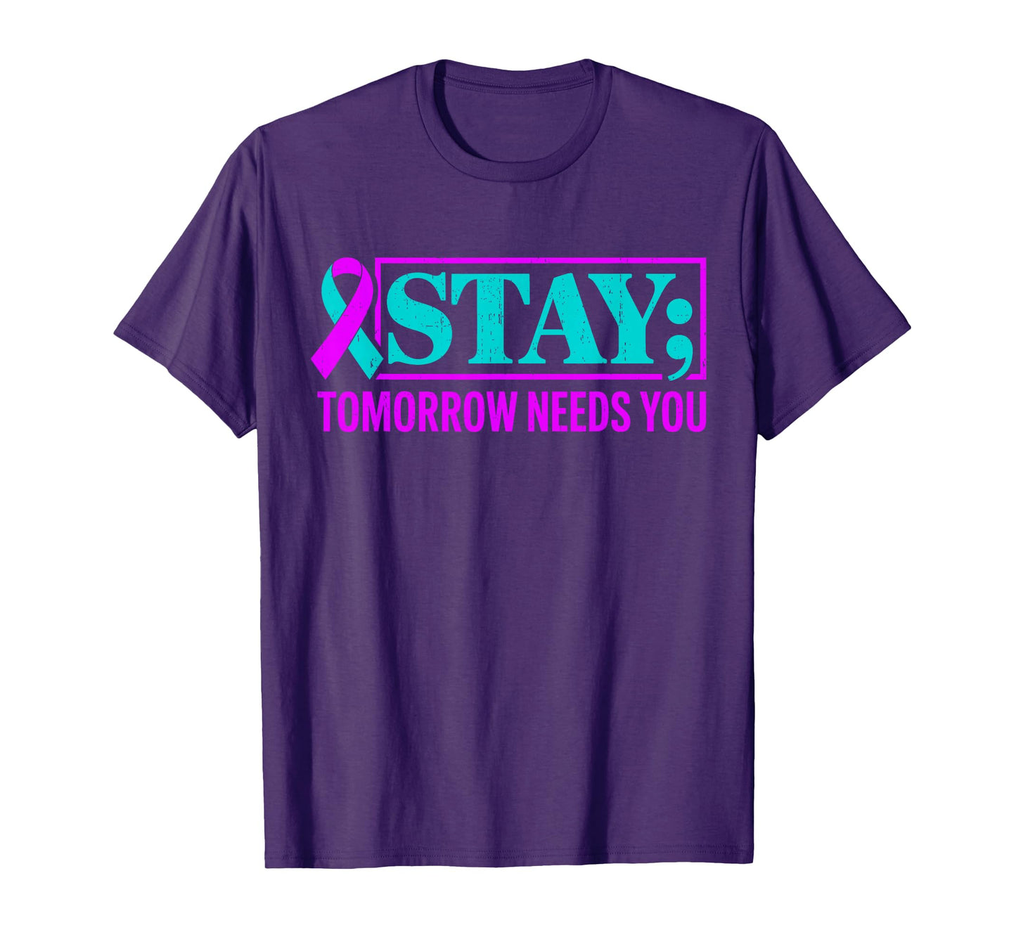 Groovy Teal & Purple Ribbon Suicide Prevention Awareness T-Shirt